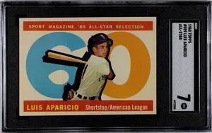 Luis Aparicio 1960 Topps All-Star Baseball Card #559- SGC Graded 7 NM (Chicago White Sox/HOF)