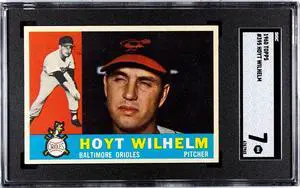 Hoyt Wilhelm 1960 Topps Baseball Card #395- SGC Graded 7 NM (Baltimore Orioles/HOF)