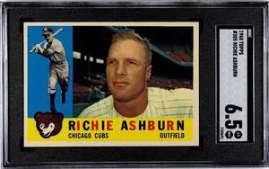 Richie Ashburn 1960 Topps Baseball Card #305- SGC Graded 6.5 EX-NM+ (Chicago Cubs/HOF)