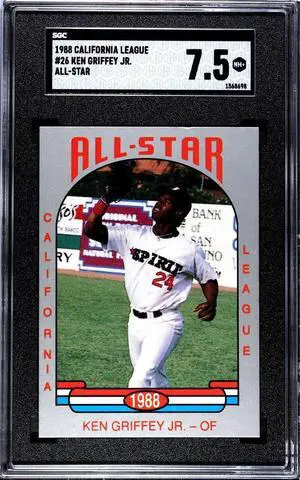 Ken Griffey, Jr. 1988 California League All-Star Pre-Rookie Card (RC) #26- SGC Graded 7.5 NM+ (Mariners/HOF)