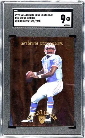 Steve McNair 1997 Collectors Edge Excalibur 22K Knights Card #17- /2000- SGC Graded 9 Mint (Oilers/Titans)
