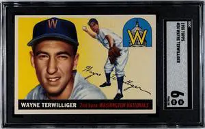 Wayne Terwilliger 1955 Topps Baseball Card #34- SGC Graded 6 EX-NM (Washington Nationals)
