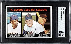 1967 Topps AL RBI Leaders Card #241- Frank Robinson/Harmon Killebrew/Boog Powell- SGC Graded 6 EX-NM