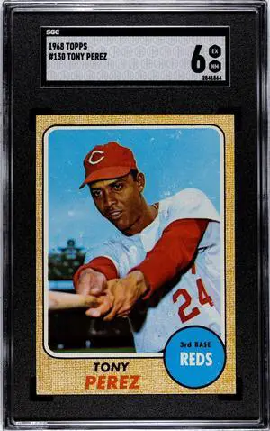 Tony Perez 1968 Topps Baseball Card #130- SGC Graded 6 EX-NM (Cincinnati Reds/HOF)