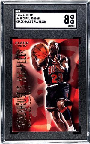 Michael Jordan 1996-97 Fleer Stackhouse's All-Fleer Basketball Card #4- SGC Graded 8 NM-MT (Chicago Bulls)