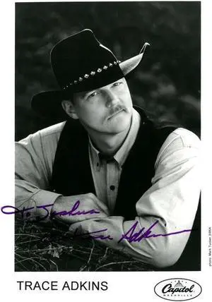 Trace Adkins signed Capitol Nashville B&W Promo 8x10 Photo To Joshua imperfect- COA