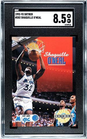 Shaquille O'Neal 1992-93 Skybox Rookie Card (RC) #382- SGC Graded 8.5 NM-MT+ (Orlando Magic/HOF)