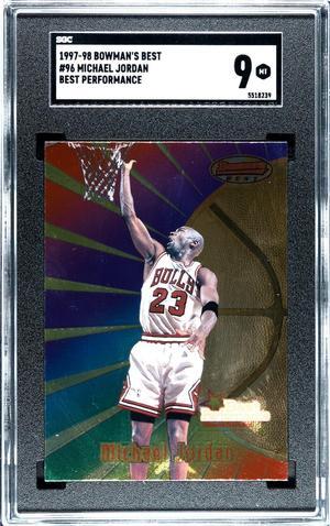 Michael Jordan 1997-98 Bowman's Best Performance Card #96- SGC Graded 9 Mint (Chicago Bulls/HOF)