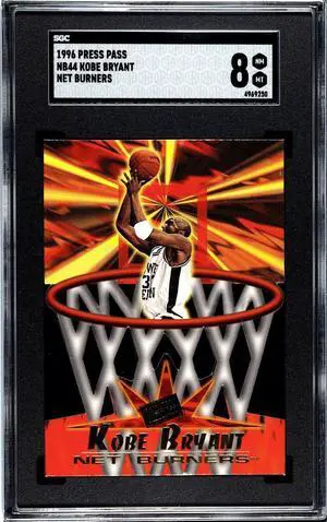 Kobe Bryant 1996 Press Pass Net Burners Rookie Card (RC) #NB44- SGC Graded 8 NM-MT (Los Angeles Lakers/HOF)