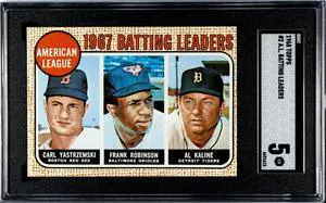 1968 Topps AL Batting Leaders Card #2- SGC Graded 5 EX (Carl Yastrzemski/Frank Robinson/Al Kaline/HOF)