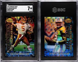 Steve McNair/Heath Shuler 1995 Bowman's Best Mirror Image Refractor Rookie Card (RC) #3- SGC Graded 7 NM (Oilers/Washington)