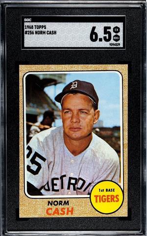 Norm Cash 1968 Topps Baseball Card #256- SGC Graded 6.5 EX-NM+ (Detroit Tigers)