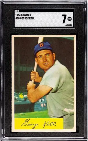 George Kell 1954 Bowman Baseball Card #50- SGC Graded 7 NM (Boston Red Sox/HOF)