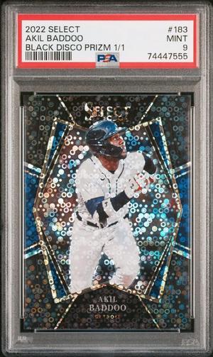Akil Baddoo 2022 Select Black Disco Prizm One of One Card #183- PSA Graded 9 Mint (Detroit Tigers)
