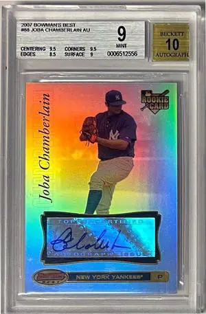 Joba Chamberlain signed 2007 Bowman's Best Rookie Auto Card (RC) #88- Beckett/BGS Graded 9 Mint/10 Auto (Yankees)