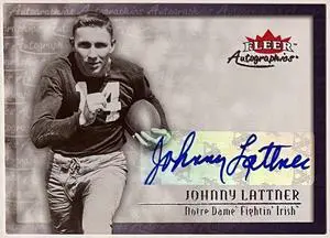 Johnny Lattner signed 2012 Fleer Retro Football Auto Card #00AU-JL (Notre Dame/Heisman)