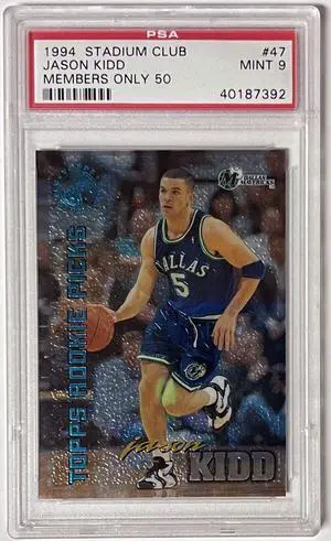 Jason Kidd 1994-95 Topps Stadium Club Members Only 50 Rookie Card (RC) #47- PSA Graded 9 Mint (Dallas Mavericks/HOF)