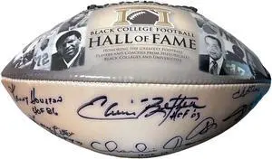 Black College Football HOF Logo Football- 8 sigs Charlie Joiner, Elvin Bethea, Kenny Houston, Ed "Too Tall" Jones- BAS