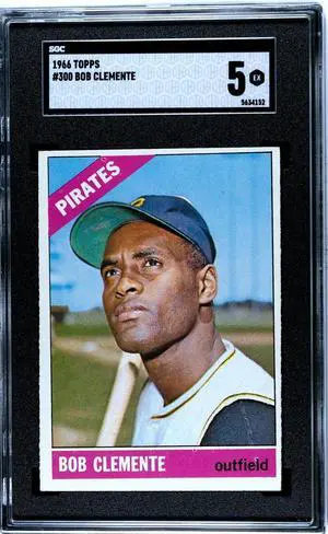 Roberto/Bob Clemente 1966 Topps Card #300- SGC Graded 5 EX (Pittsburgh Pirates)