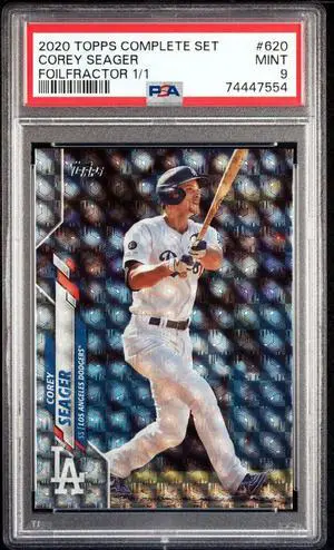 Corey Seager 2020 Topps Complete Set Foilfractor One of One Card #620- PSA Graded 9 Mint (Dodgers/Rangers)