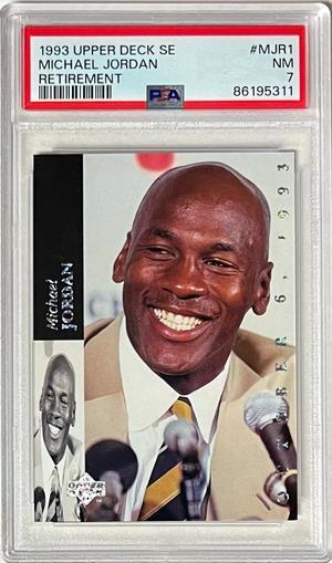 Michael Jordan 1993-94 Upper Deck SE Retirement Card #MJR1- PSA Graded 7 NM (Chicago Bulls/HOF/GOAT)