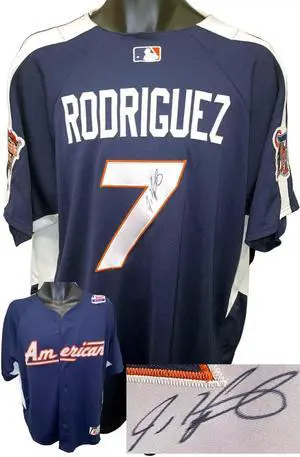 Ivan Rodriguez signed 2005 American All-Star Majestic Blue Authentic MLB Jersey Beckett (HOF/Detroit Tigers/Pudge)