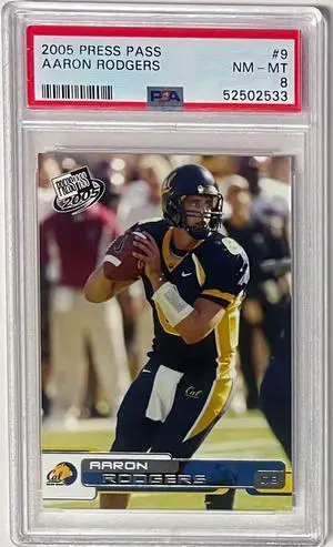 Aaron Rodgers 2005 Press Pass Rookie Card (RC) #9- SGC Graded 8 NM-MT (California/Packers/Jets)