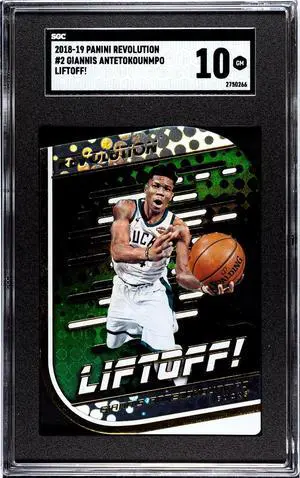 Giannis Antetokounmpo 2018-19 Panini Revolution Liftoff! Die-Cut Card #2- SGC Graded 10 Gem Mint (Milwaukee Bucks)
