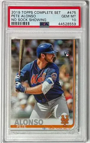 Pete Alonso 2019 Topps Complete Set Rookie Card (RC) #475- PSA Graded 10 Gem Mint (No Sock Showing/New York Mets)