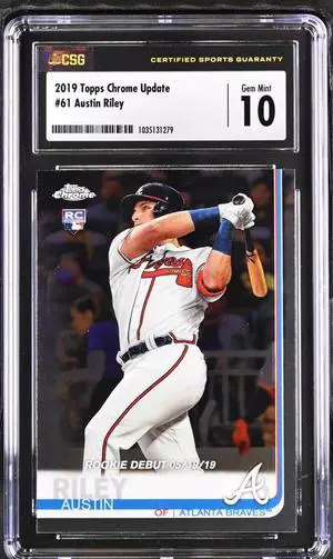 Austin Riley 2019 Topps Chrome Update Rookie Card (RC) #61- CSG Graded 10 Gem Mint (Atlanta Braves)