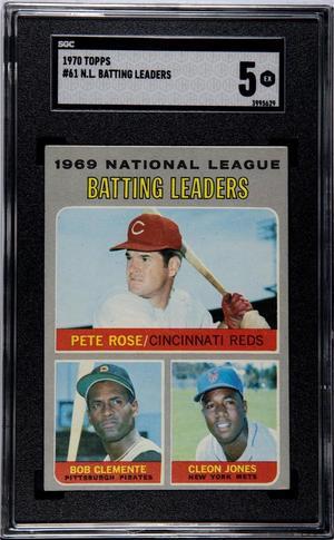 1970 Topps NL Batting Leaders Card #61- SGC Graded 5 EX (Pete Rose/Roberto/Bob Clemente)