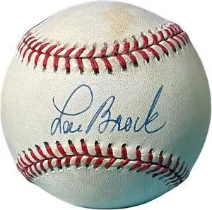 Lou Brock signed Official Rawlings RONL National League Baseball tone spots- COA (Cardinals/HOF/6XAS/2XWSC)