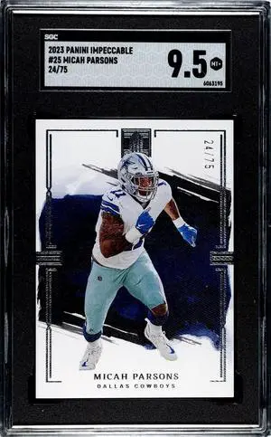 Micah Parsons 2023 Panini Impeccable Card #25- /75- SGC Graded 9.5 Mint+ (Dallas Cowboys)