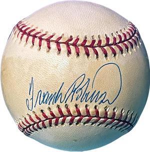 Frank Robinson signed Official Rawlings ROAL American League Baseball toned- COA (Orioles/Reds/HOF/14XAS/2XWS Champ)
