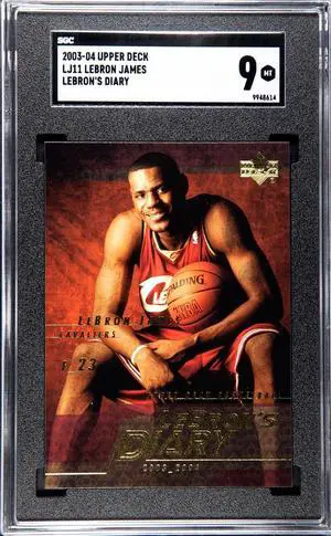 LeBron James 2003-04 Upper Deck Diary Rookie Card (RC) #LJ11- SGC Graded 9 Mint (Cleveland Cavaliers)