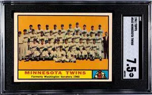 1961 Topps Minnesota Twins Team Baseball Card High #542- SGC Graded 7.5 NM+ (Centered)