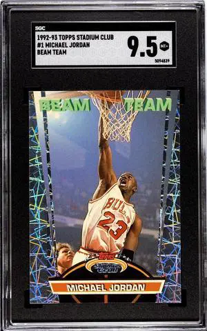 Michael Jordan 1992-93 Topps Stadium Club Beam Team Card #1- SGC Graded 9.5 Mint+ (Chicago Bulls/HOF)