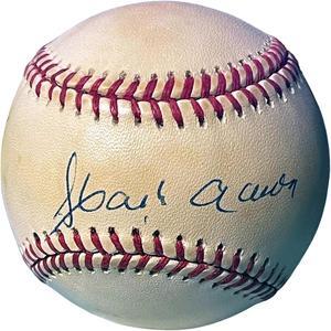 Hank Aaron signed Official Rawlings RONL National League Baseball toned- Beckett Review (Braves/HOF)