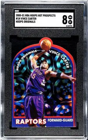 Vince Carter 2000-01 NBA Hoops Hot Prospects Originals Die-Cut Card #1H- SGC Graded 8 NM-MT (Toronto Raptors)