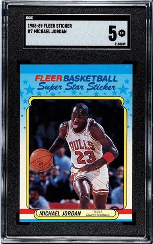 Michael Jordan 1988-89 Fleer Sticker/Card #7- SGC Graded 5 EX (Chicago Bulls/HOF/GOAT)