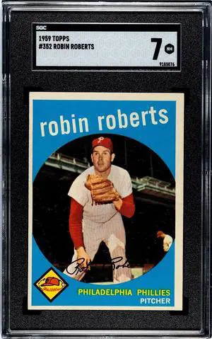 Robin Roberts 1959 Topps Baseball Card #352- SGC Graded 7 NM (Philadelphia Phillies/HOF)