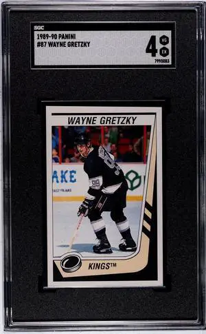 Wayne Gretzky 1989-90 Panini NHL Hockey Sticker/Card #87- SGC Graded 4 VG-EX (Los Angeles Kings/HOF)