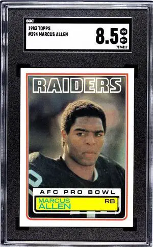 Marcus Allen 1983 Topps Rookie Card (RC) #294- SGC Graded 8.5 NM-MT+ (Los Angeles Raiders)