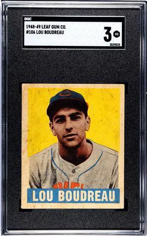 Lou Boudreau 1948-49 Leaf Gum Co Rookie Card (RC) #106- SGC Graded 3 VG (Manager/Indians/HOF)