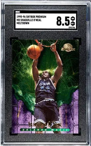 Shaquille O'Neal 1995-96 Skybox Premium Meltdown Card #M8- SGC Graded 8.5 NM-MT+ (Orlando Magic/HOF)