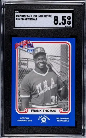 Frank Thomas 1987 Baseball USA Pan-Am Games Blue Card #36- SGC Graded 8.5 NM-MT+ (White Sox/HOF)
