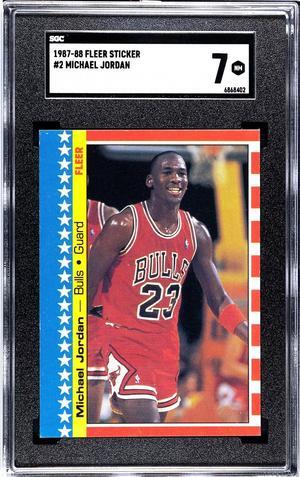 Michael Jordan 1987-88 Fleer Sticker Card #2- SGC Graded 7 NM (Chicago Bulls/HOF/GOAT/2nd Year)
