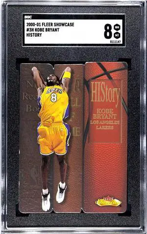 Kobe Bryant 2000-01 Fleer Showcase History Die-Cut Card #3H- SGC Graded 8 NM-MT (Los Angeles Lakers/HOF)