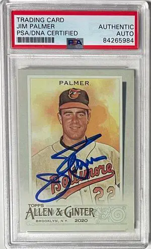 Jim Palmer signed 2020 Topps Allen & Ginter Baltimore Orioles #132 On Card Auto- PSA/DNA Slabbed Certified Authentic