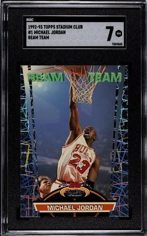 Michael Jordan 1992-93 Topps Stadium Club Beam Team Card #1- SGC Graded 7 NM (Chicago Bulls/HOF/GOAT)
